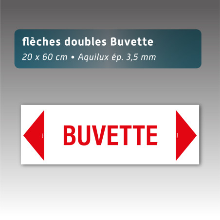 Flèche Aquilux Double « Buvette » 20x60 cm Personnalisable | Rubalise.fr
